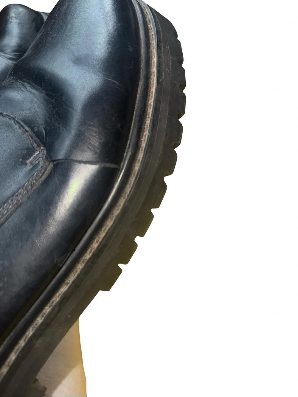 Vintage Y2K Sketchers Black Leather Monk Strap Chunky Lug Sole Platform Shoe